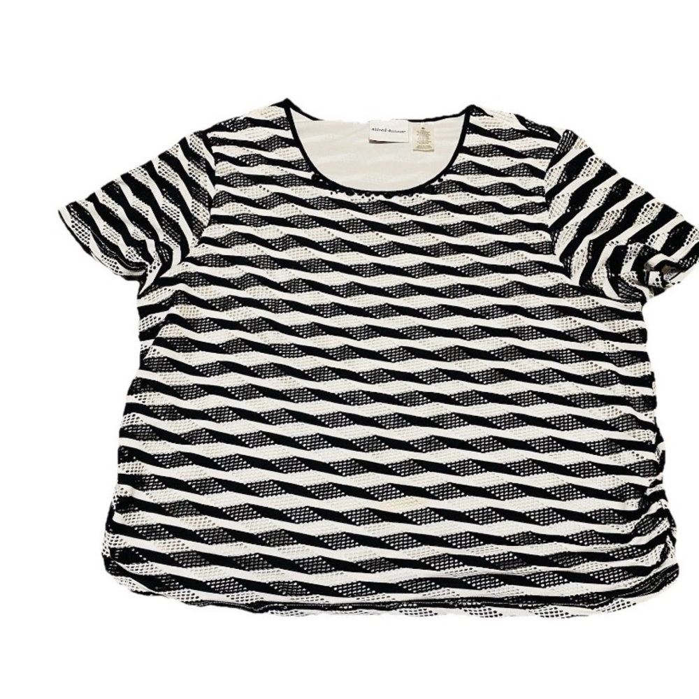 Alfred Dunner Women's Short Sleeve Top Size XL Black & White